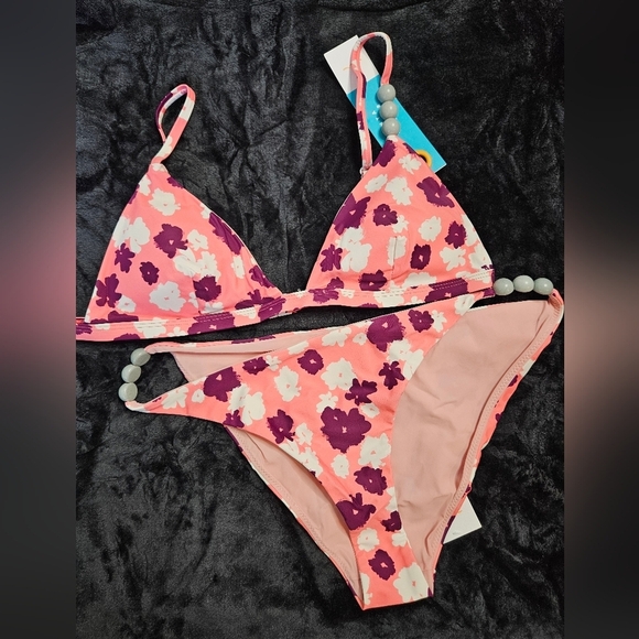 Tanya Taylor Other - NWT Tanya Taylor Tia Bikini In Pink Fuschia Floral Size L 2 Piece FULL SET